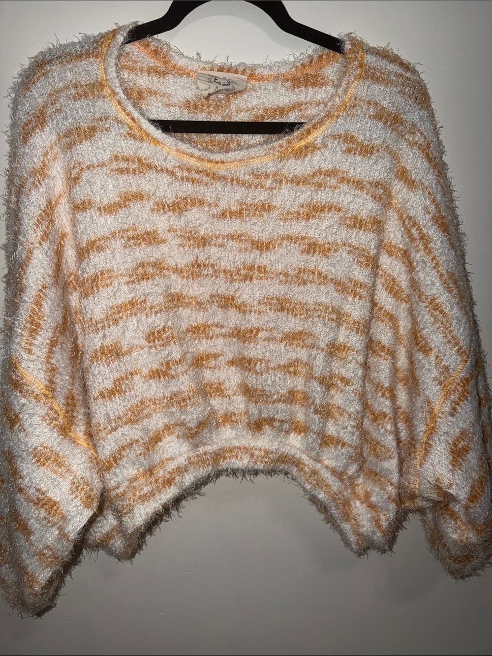 Cozy Fuzzy Stripe Cropped Sweater -